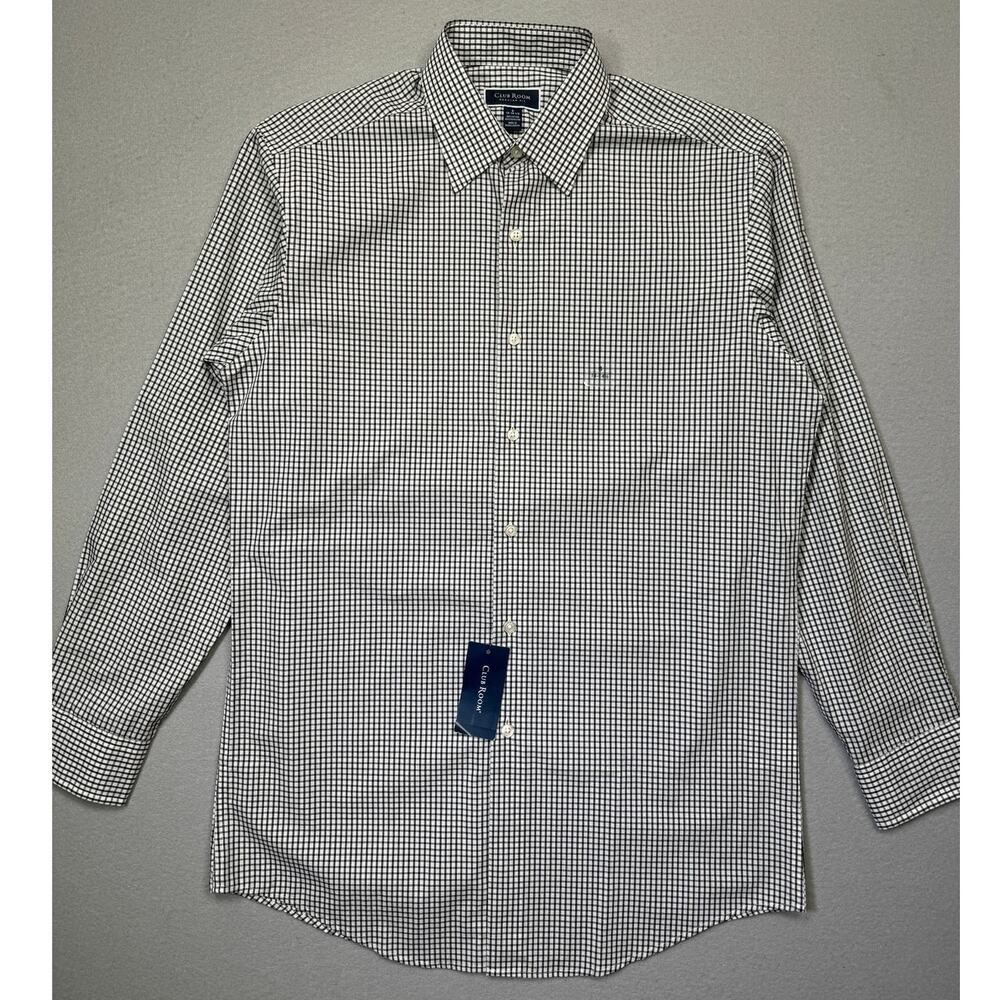 Club Room Men's Regular Fit Dress Shirt, white/ black Small $50